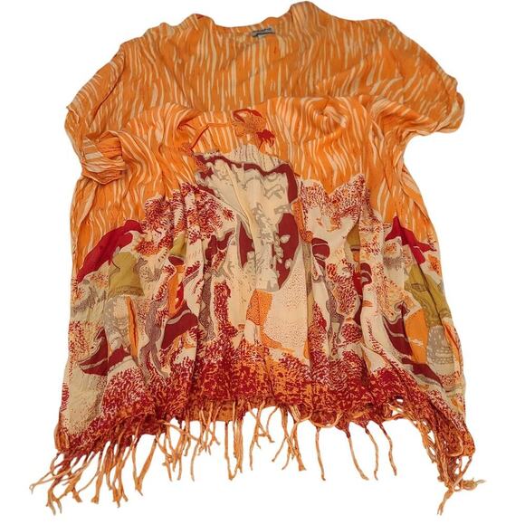 Sahara Vintage kaftan women's one Size Plus Muu Muu House dress orange Dopamine - Picture 3 of 8